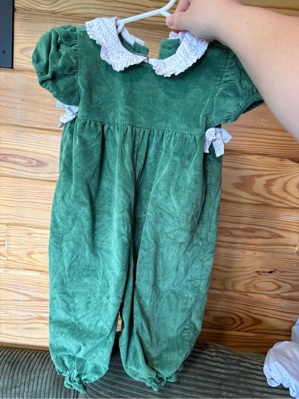 Green Corduroy Christmas romper